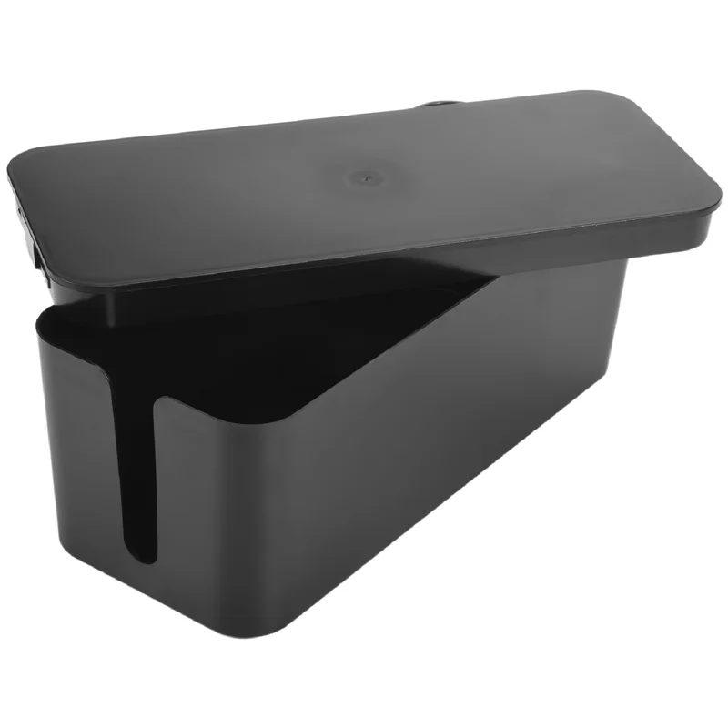 AY03-Caja de gestión de cables, caja de almacenamiento de cables, utilizada para ocultar la regleta, adecuada para el hogar/oficina (negro)