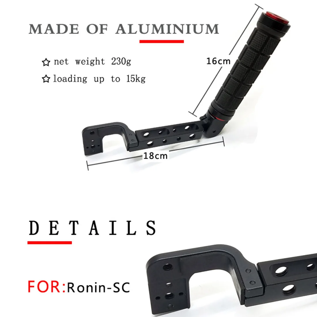 Vielseitiger Griffhalter, Halsring-Klemme, Halterung, Handstabilisator, Verlängerungsarm für Ronin S SC MOZA WeebillS Crane Gimbal – Detail 29