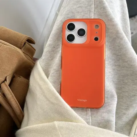 Coque Dopamine pour iPhone 17 Pro Max 16 Pro 15, mate givré Emma Orange, coque de protection minimaliste antidérapante