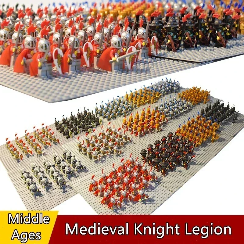 Middle Ages Chivalry Corps Medieval Viking Warrior Knights Roman Soldiers Army Figures Military Building Blocks Kids Mini Toys