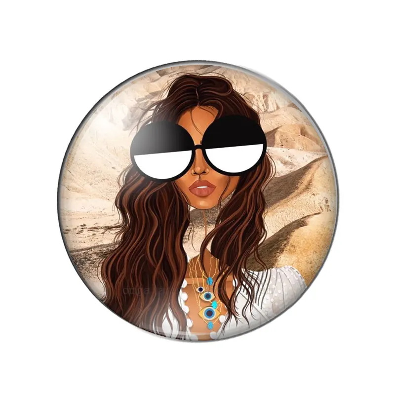 Fashion Punk Art Girls illustrations 10pcs 12mm/18mm/20mm/25mm Round photo glass cabochon demo flat back Making findings