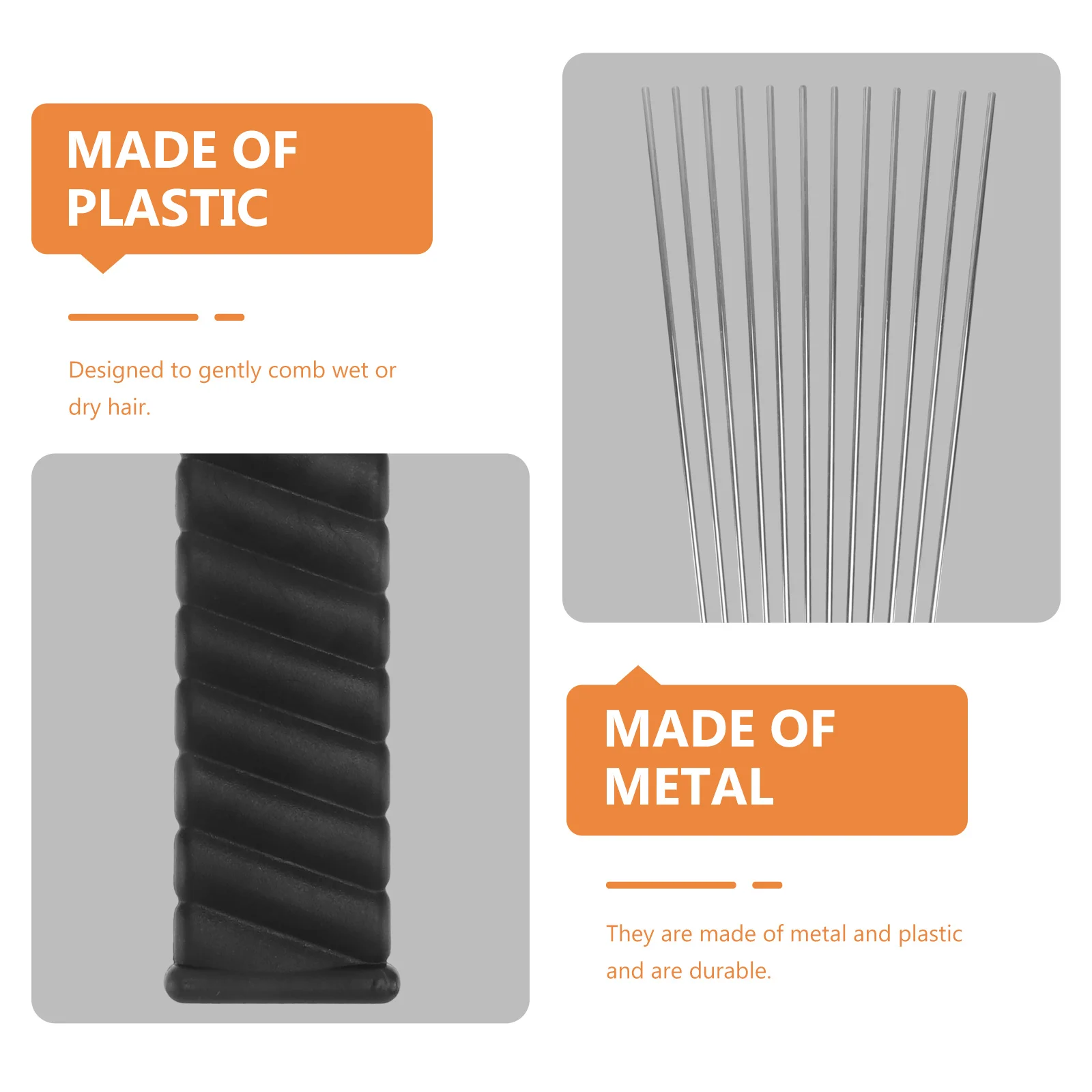 

2Pcs Black Hairdressing Combs Metal Plastic Gentle Detangling Styling Tool Salon Barber Accessories Charming Attractive