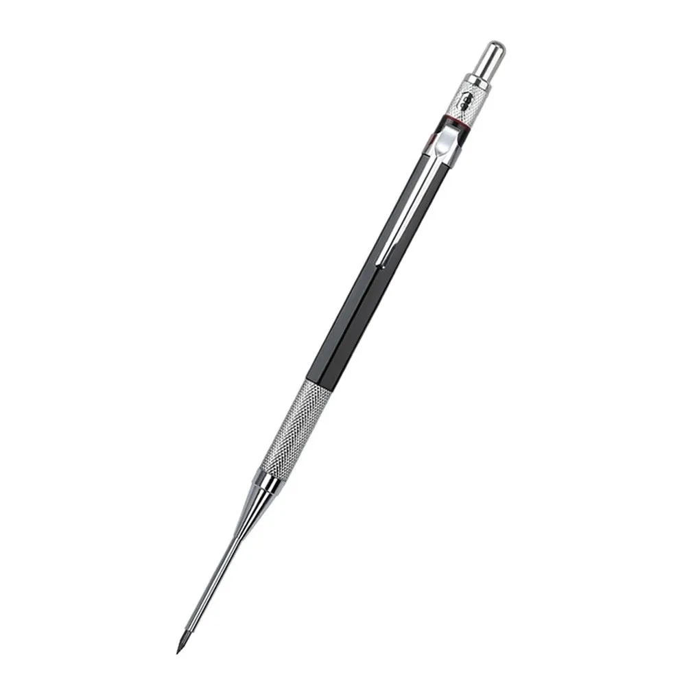 Metal Body 2.0mm Mechanical Pencil Anti-Slip Rubber Grip Deep Hole Woodworking Marking Pencil 2.0mm Construction Scribe Pencil