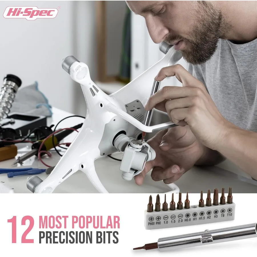 HiSpec 42pc Pink Household DIY Tool Set for Women: Essential Starter Toolkit for Home Office and College Dorm Use with Compact