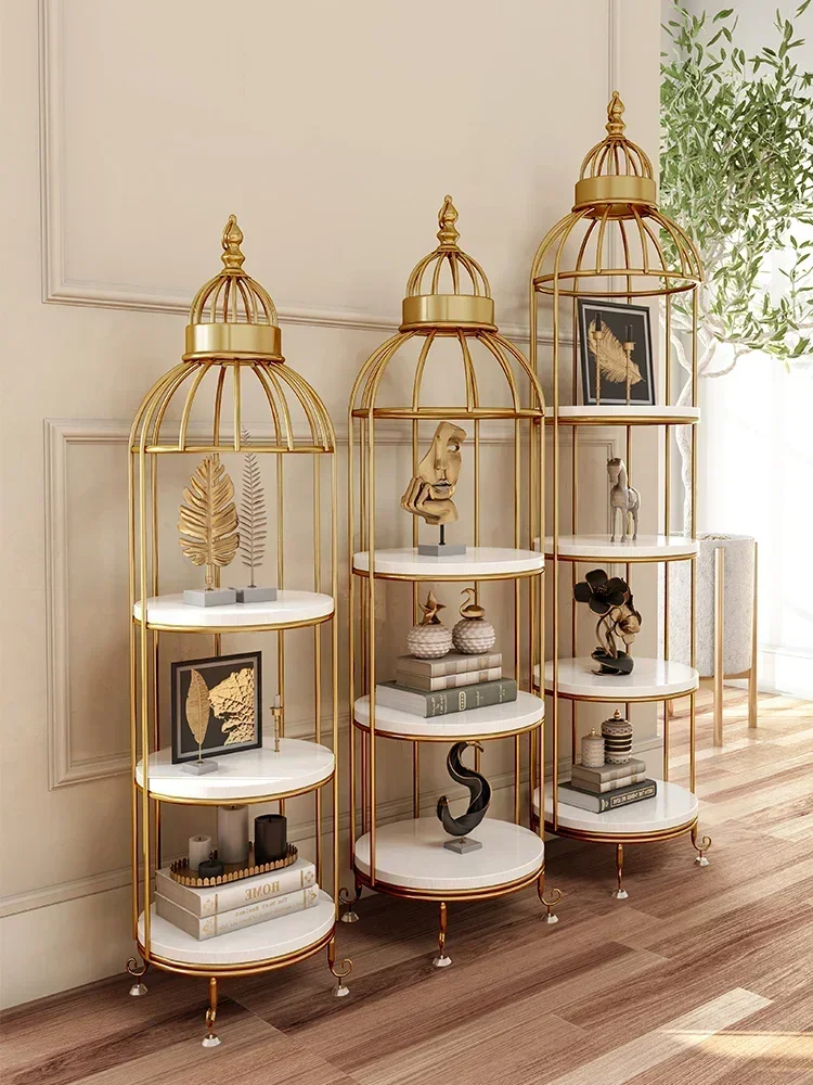 Nordic Bird Cage Flower Stand Living Room Storage Rack Corner Floor Multi-Layer Storage Rack Cosmetics Shop Window Display Stand