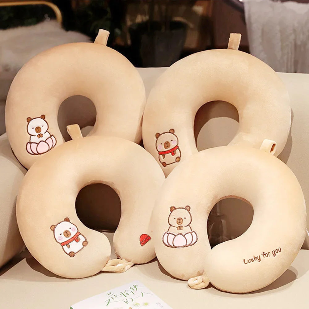 

Cute Thickened Capybara U-Shaped Neck Support Pillow | PP Cotton Plush Cartoon Doll Pillow for Student Travel Office & Home Use