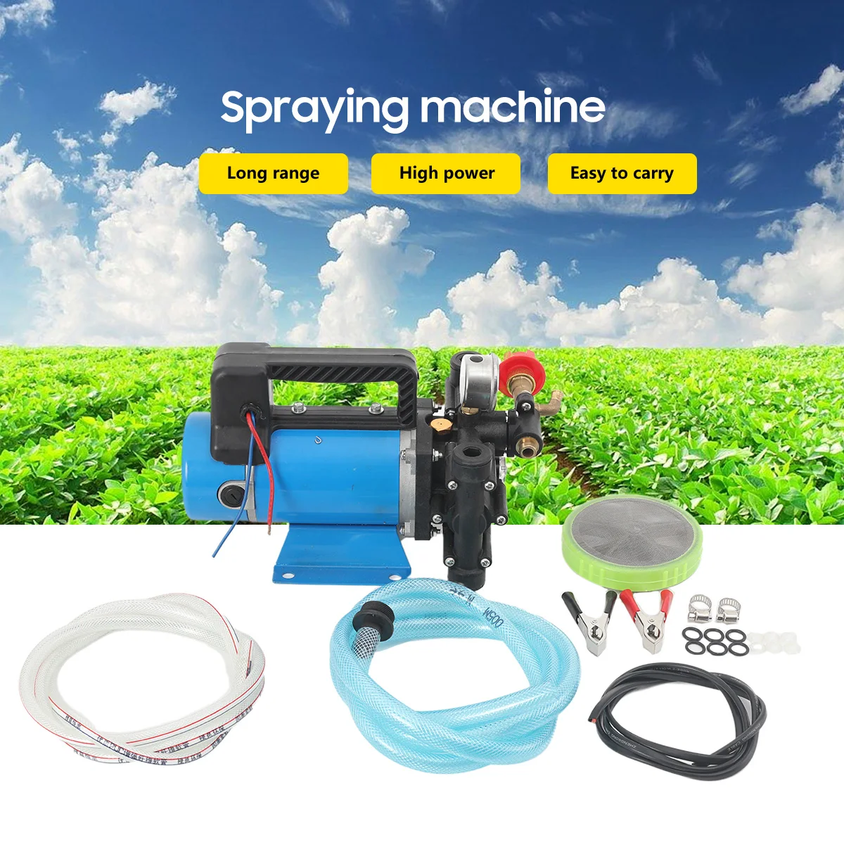 Landwirtschaftliche elektrische Hochdruckpumpe, 24 V, 16 l/min, Doppelzylinder-Kolbenpumpe, Sprühen, Bewässerung, Autowaschanlage, Pestizidsprüher – Detail 4