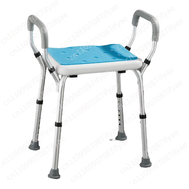 Folding non-slip bathroom stool pregnant woman bath shower aluminum alloy lightweight bath chair armrest