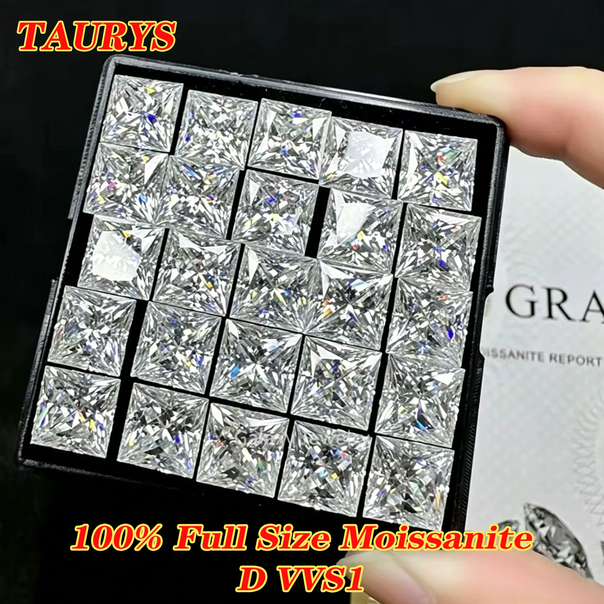 TS 1.5-12Mm Princess Cut Loose Stones Certified Moissanite Diamond Gemstone D Color & VVS1 For Jewelry Making