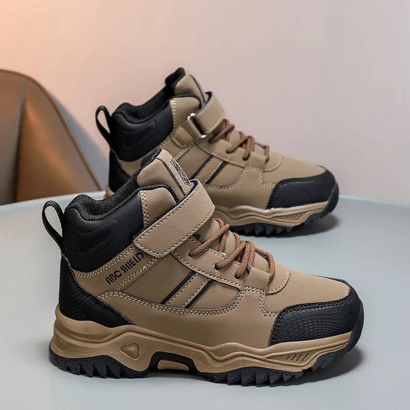 

Children's Casual Sneakers Outdoor Sports Kids Hiking Shoes Leather Waterproof Climbing Shoes Boys/Girls Non-slip Trekking Shoes