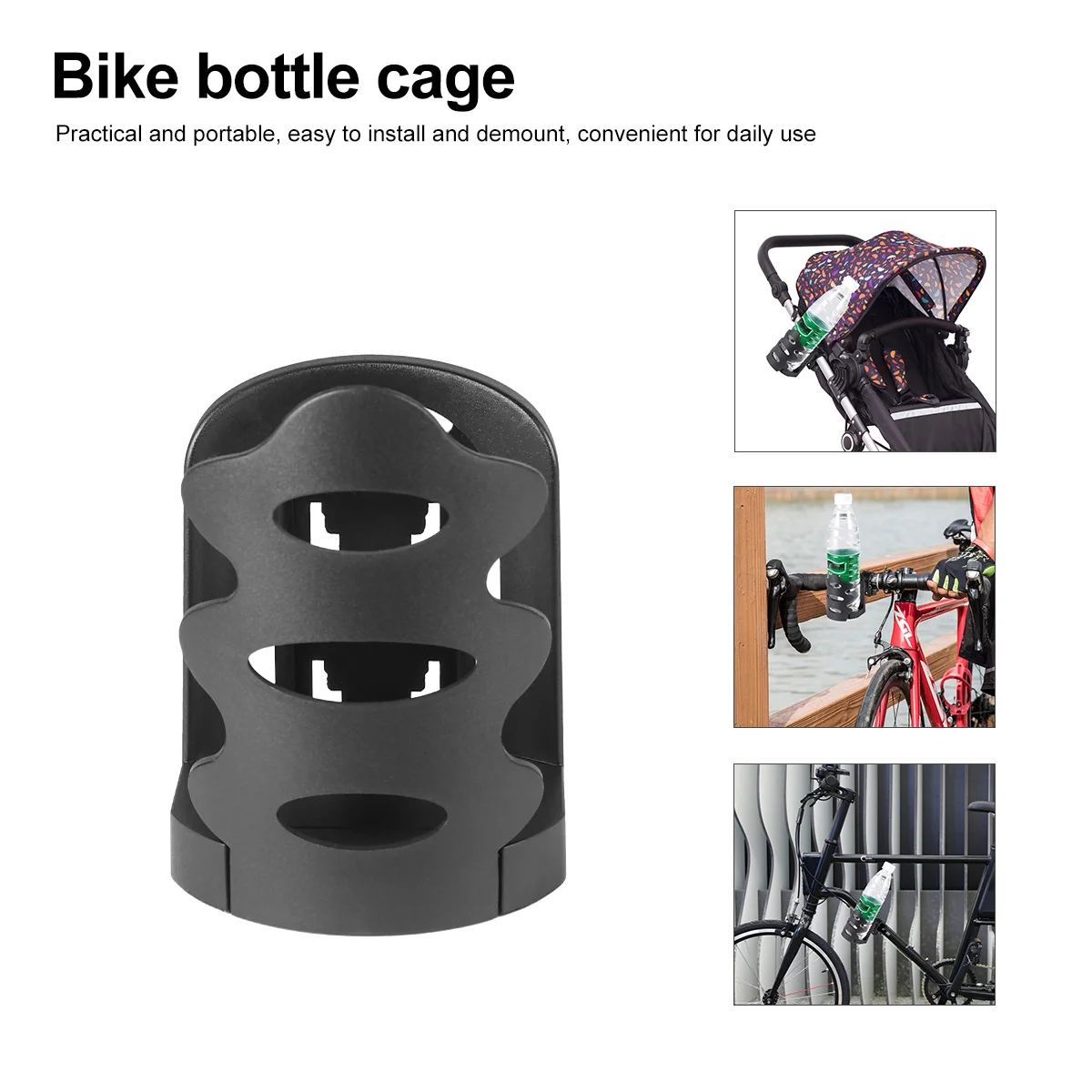 1Pcs Bike Bottle Holder Black Thick ABS Plastic Cycling Bottle Cage for Bicycles Wheelchairs Prams Adjustable Secure