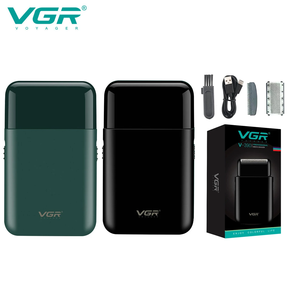VGR V-390 Mini Single Blade Cordless Beard Trimmer Razor Rechargeable Foil Electric Face Body Shaver for Men Convenient Razor
