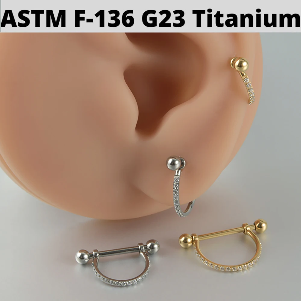 1PC G23 Titanium Cz Ear Cartilage Tragus Zircon Barbell Helix Earring Rook Sung Lobe Piercing Jewelry