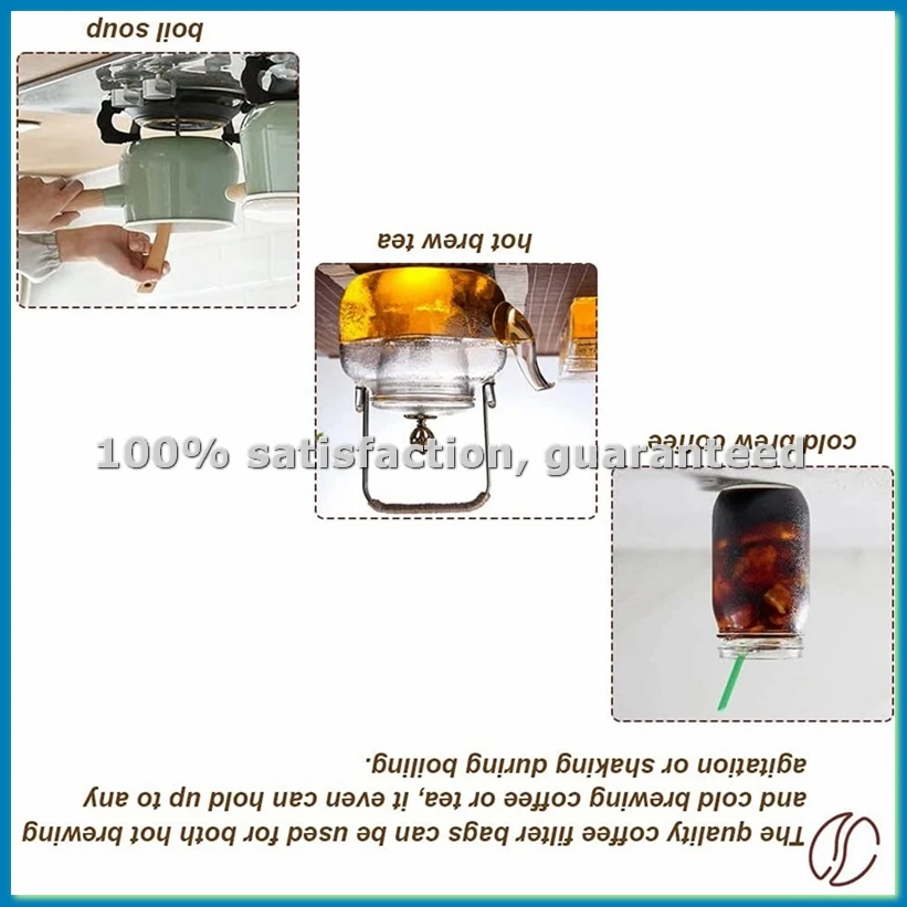 100 Pieces of Large Cold Bubble-Free Bag Disposable Coffee Filter Bag Fine Mesh Brewing Ice Coffee Drawstring Bag-A79M