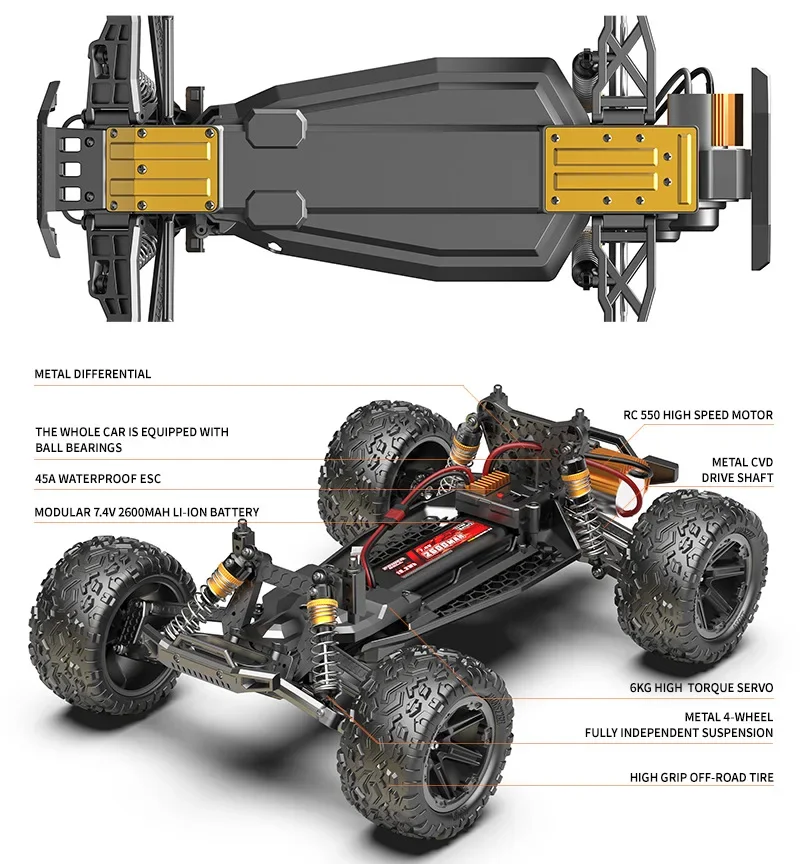 Upgrade Large Size 1:8 Drift Remote Conrol Car 2.4G 60KM/H High Speed RC Racing Car 46CM Large Size Super Shock Absorber Toy