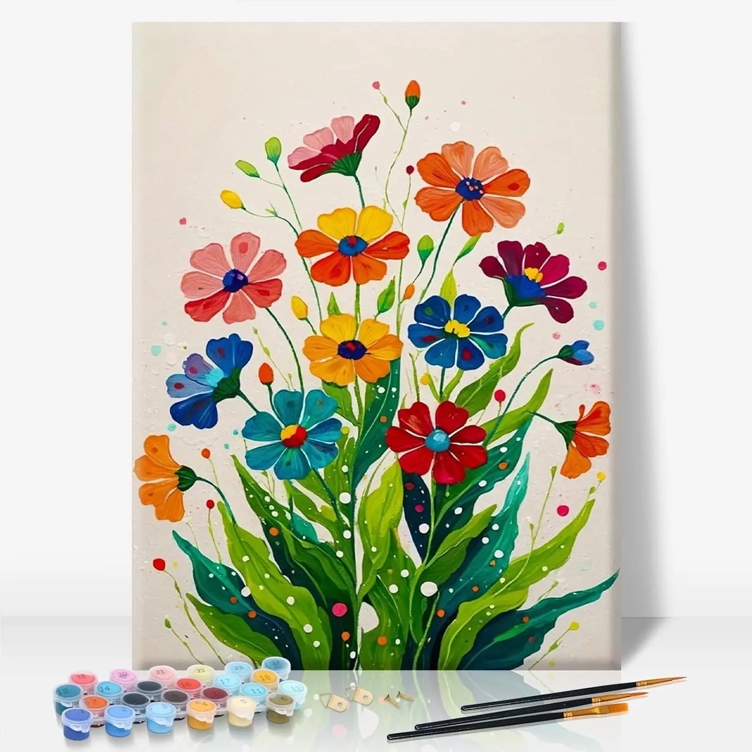 

Framed Paint by Numbers Kit for Adults, Flowers Acrylic Painting on Canvas, 12x16 Inch Home Wall Decor Gift
