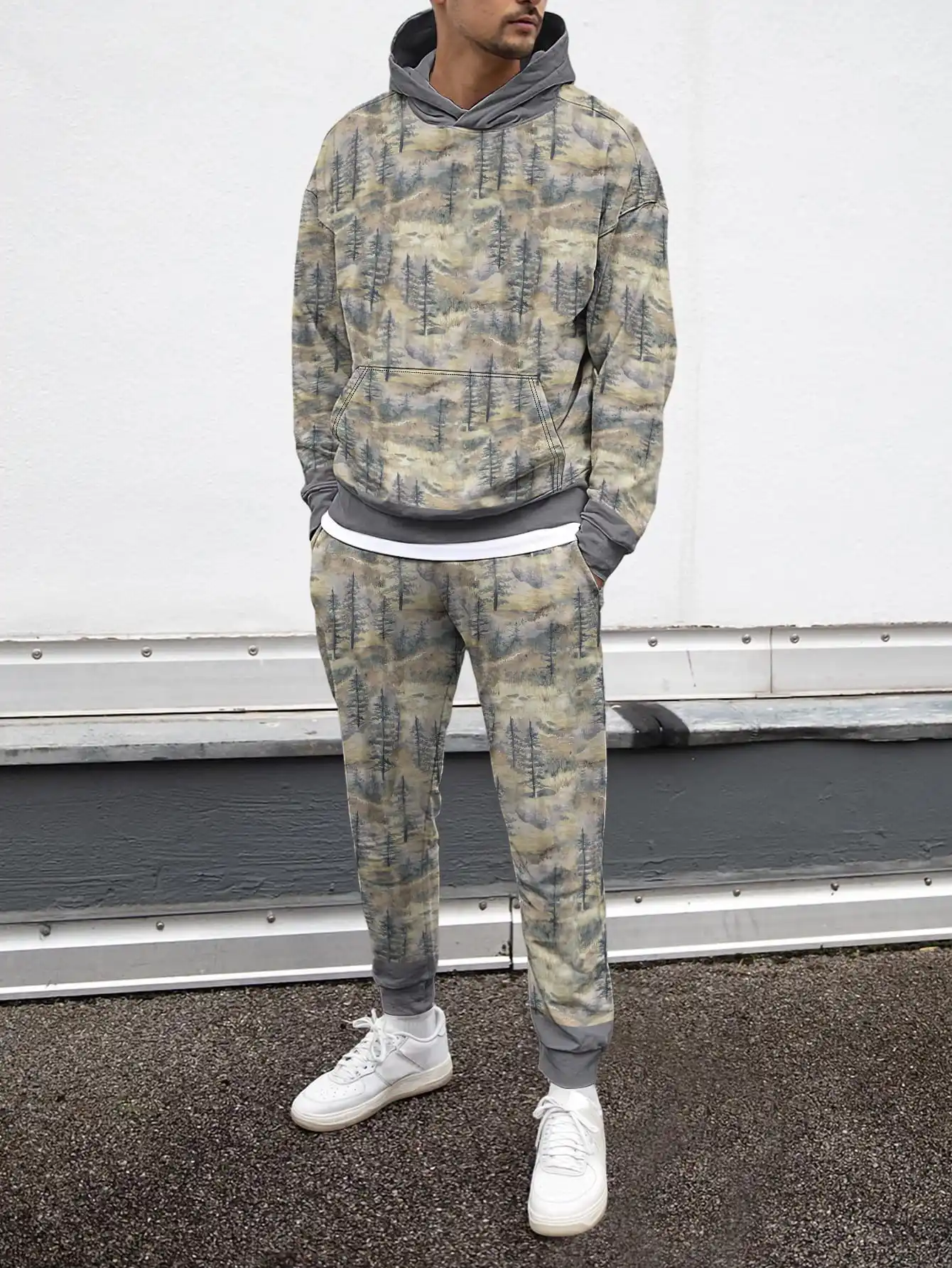 

Men Tie Dye Creative Art Design 3D Print Harajuku Style Tracksuit Hoodie Trouser 2Pc Sets Trendy Relaxed Fit Sportswear