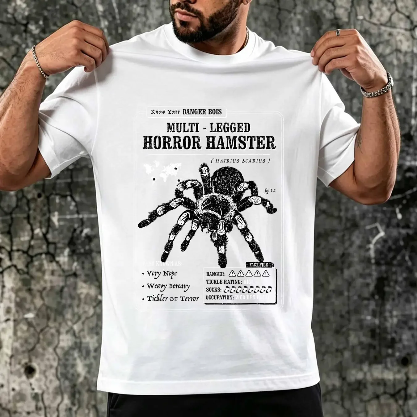 washed T Shirt Multi Legged Horror Hamster Funny Tarantula graphic  vintage Washed homme streetwear Comfortable Stretched Soft