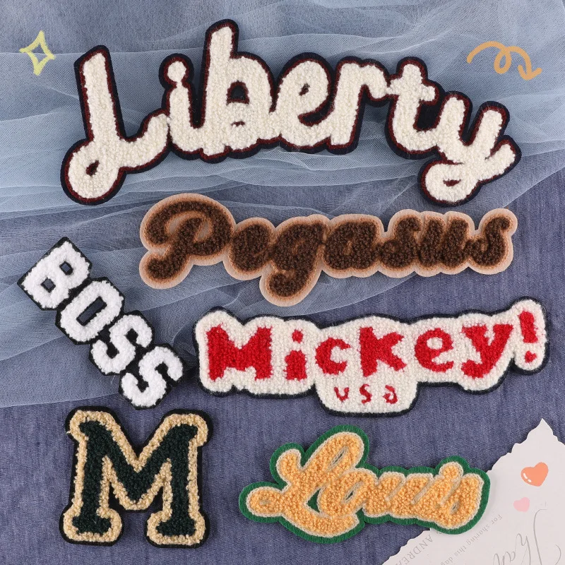 

1 piece New letters Towel Embroidered Patch Garment Jacket Badge Accessories DIY Ironing Embroidery Applique Cloth Label Patches