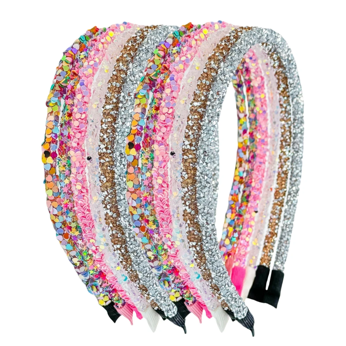 6/12 шт. красочные блестящие повязки на голову для девочек, модные милые вечерние обручи для волос для детей, женщин, вечерние аксессуары для волос