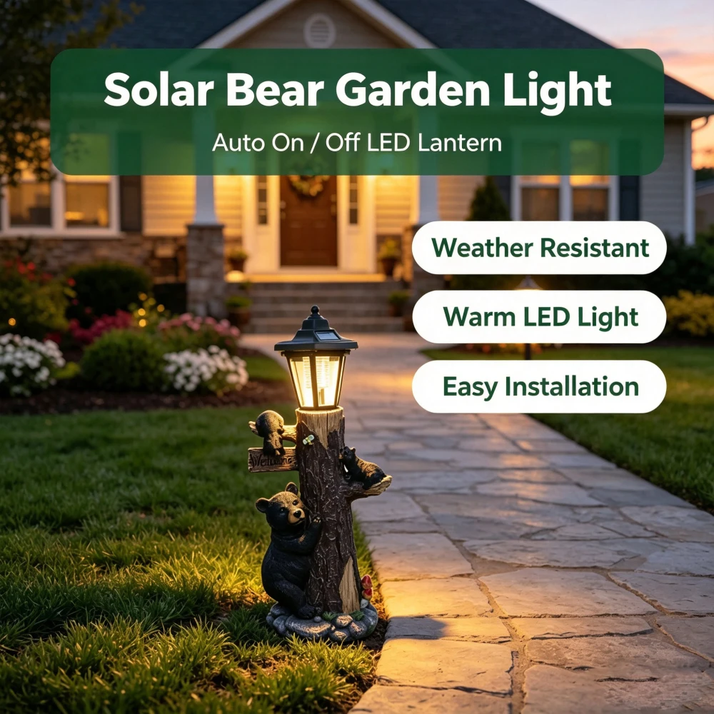 Black bear statue welcome sign - Outdoor Lighting On Trees review and price