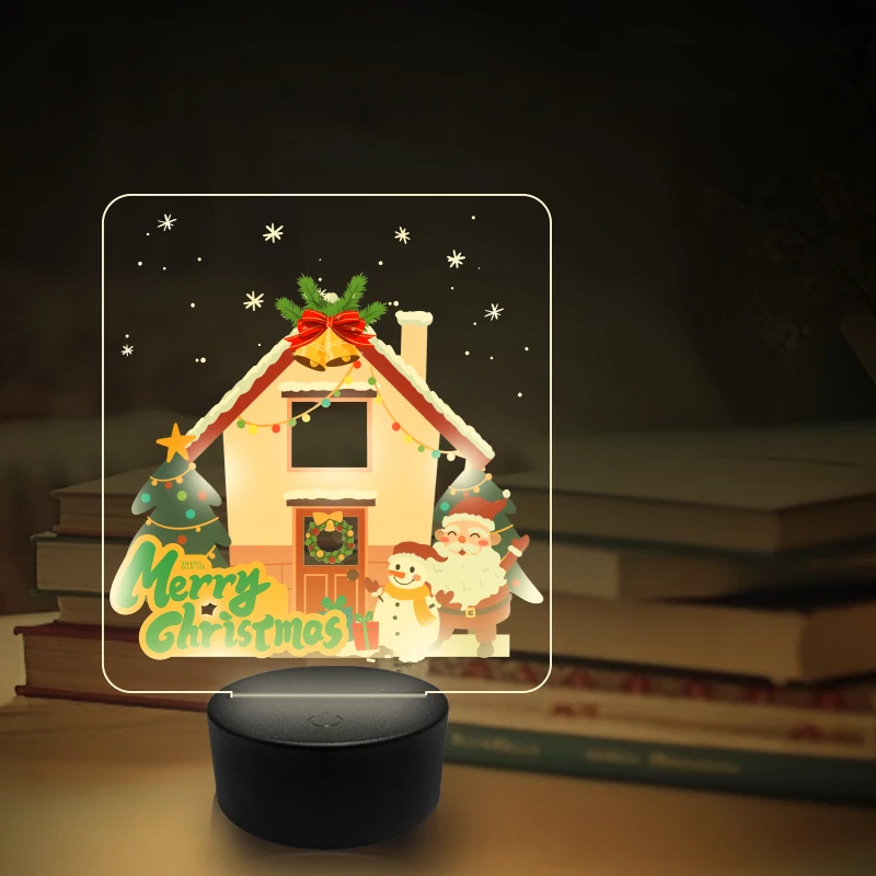 Veilleuse LED USB personnalisée, lampe 3D personnalisée, décoration de Noël, veilleuse de chambre à coucher, cadeau pour enfants, base noire, 7 documents