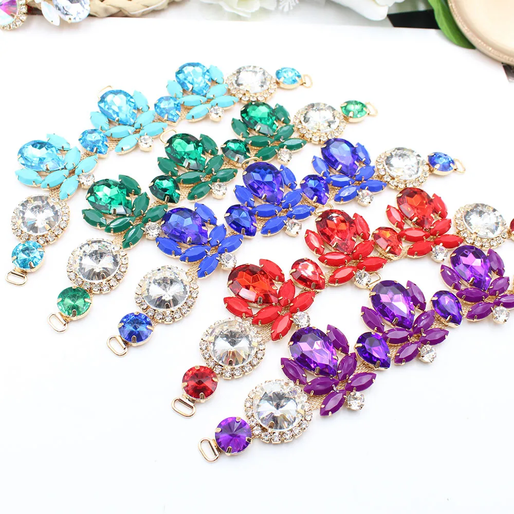 Shining 1 Piece Of 205mm Colorful Mocha Resin Rhinestone Buckle Clothing Collar Decoration, Bikini Slippers Necklace DIY Accesso