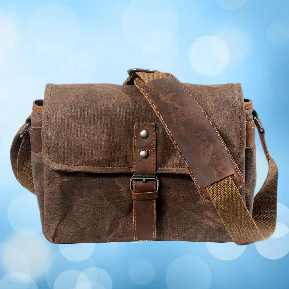 Waterproof Canvas Camera Bag For Content Single Shoulder Casual Oil Wax Travel Protective Storage Lightweight