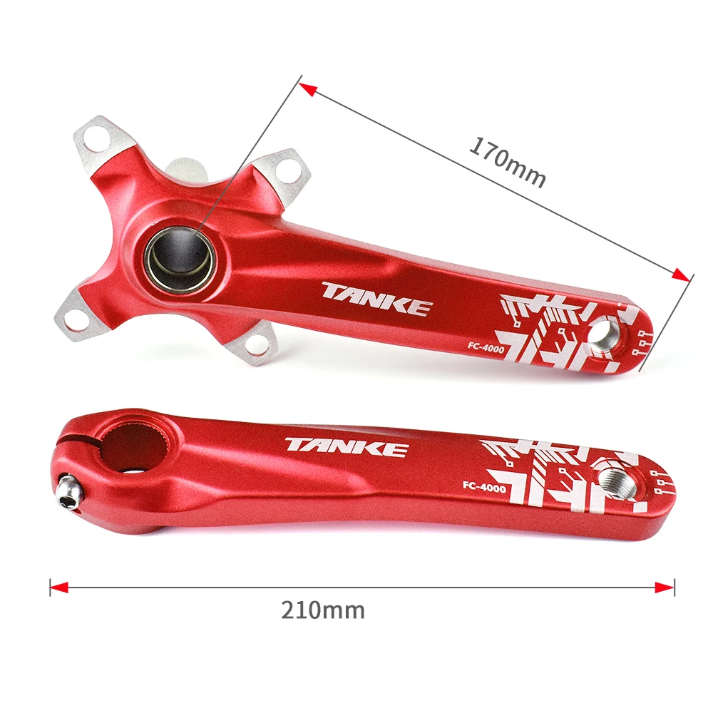 TANKE Crankset 170MM Bicycle Chainring hollow integrated crankset 104 BCD Narrow Wide Bike MTB Crown  Square Hole Sprocket crank