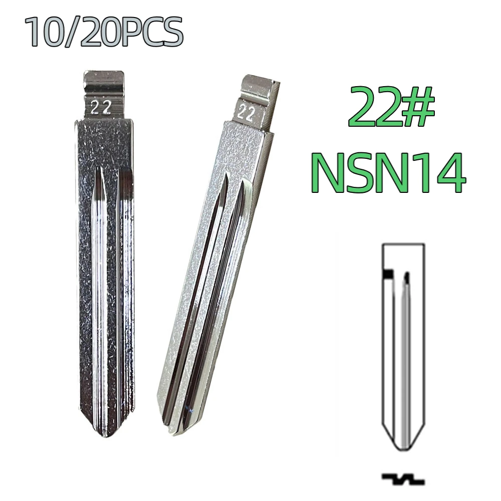 10/20pcs #22 NSN14 KD/VVDI Remote Key Blade Key Blanks for Nissan TIIDA Renault Subaru Infiniti Uncut Flip Car Key Blank
