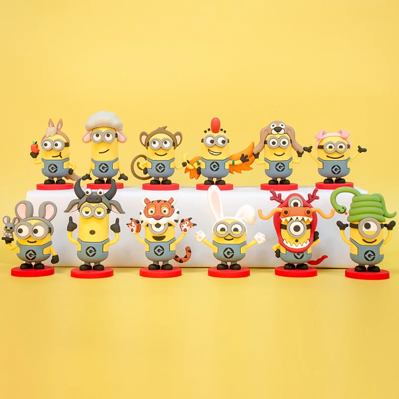 Minions segni zodiacali cinesi Anime Figure Model Collection bambola decorazione giocattolo bambola carina ornamento regalo di compleanno per bambini