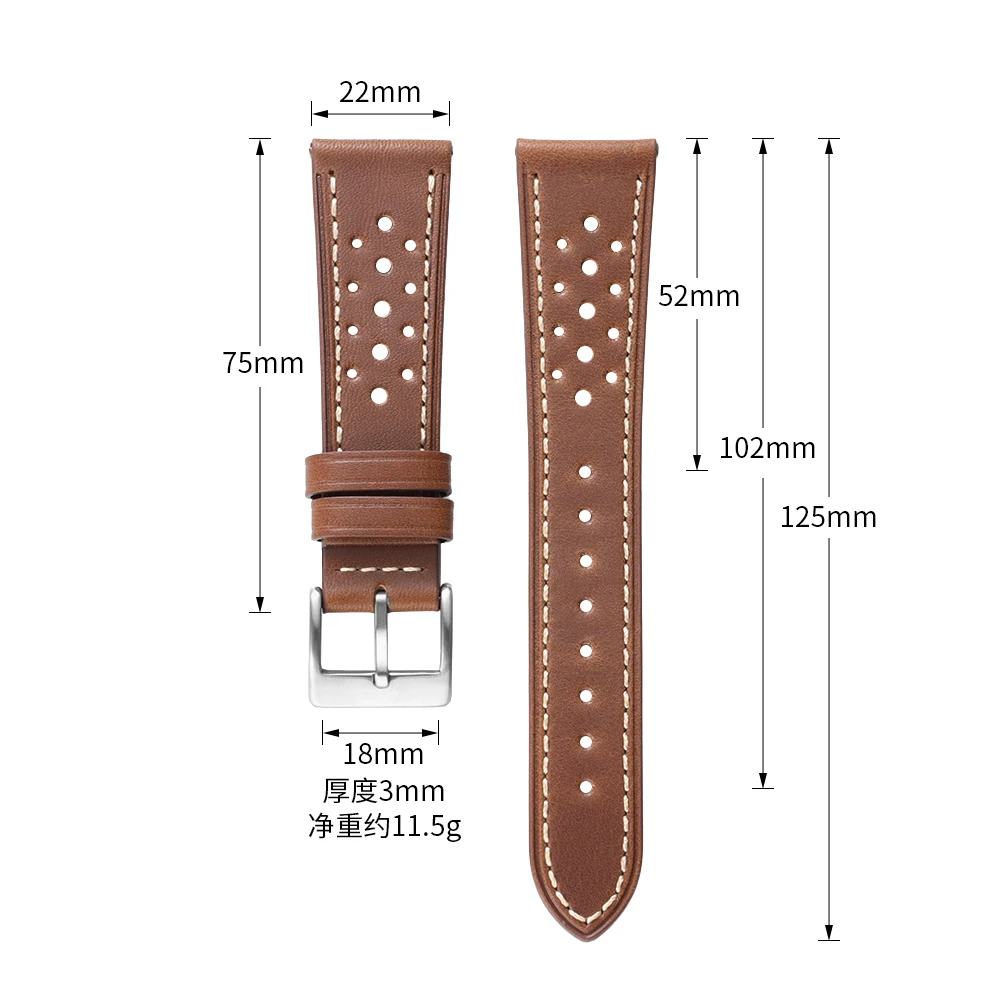 20mm 22mm 24mm Kalbsleder-Uhrenarmband Weiches Uhrenband Business-Handgelenksband für Herren und Damen mit Silber Edelstahl-Schnalle