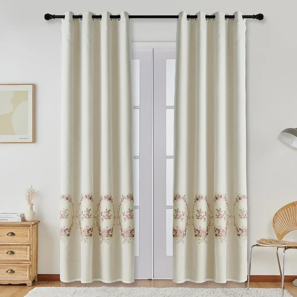 LEEJOOM Modern Style Village Printed Flower Curtain Blinds Window Drapes for Living Room Balcony Decor 1PC