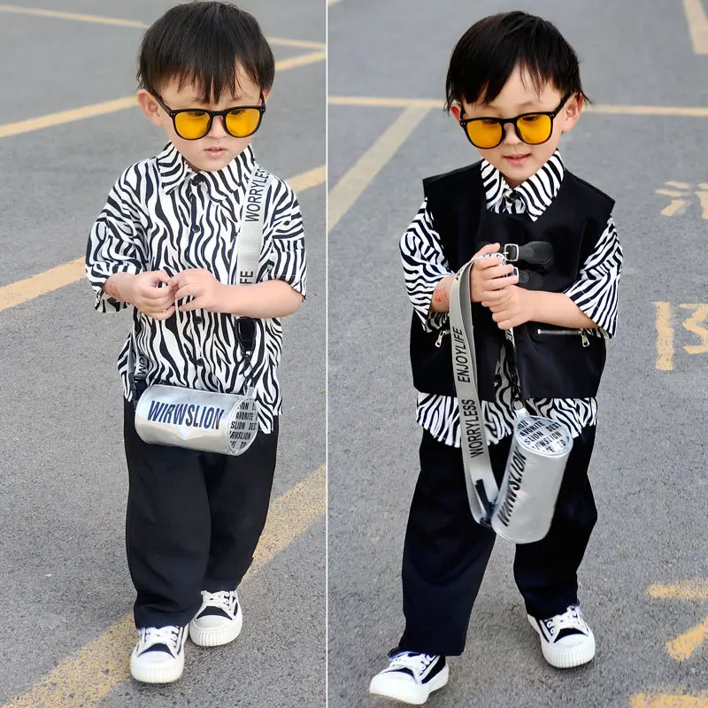 

Boy's Suit Vest Plankton Children's Zebra-print Shirt Men's Treasure Casual Shirt Vest Suit Boys Clothes Ropa De Niña