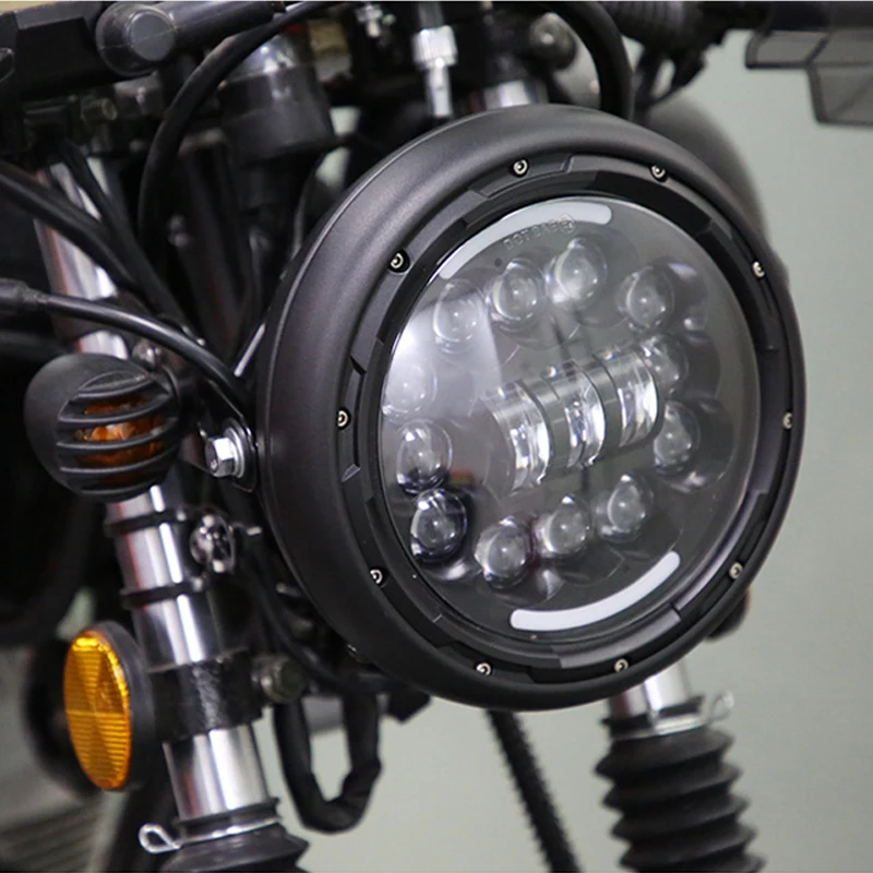 7 Inch DOT E9 Motorcycle Headlamp with angle eye Led Headlight 7inch housing bucket trim ring 7\