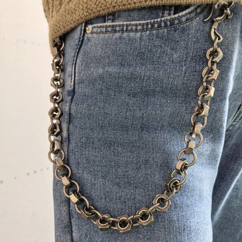 Masculino porca pesada motocicleta chaveiro jean biker carteira cintos corrente charme couro gótico rock calças calças cintura chave masculino