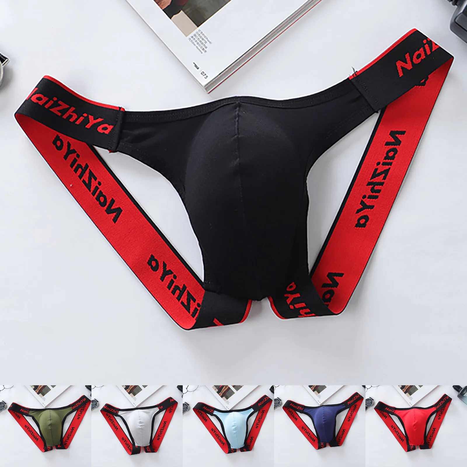 

Male Sexy Letter Erotic Panties Thong Low Waist Breathable T-Pants Bladder Soft And Comfortable Double Thong
