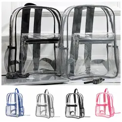 Sac à dos transparent de grande capacité, sac à dos décontracté, sac d'école étanche, sac à dos transparent avec fermeture éclair, sac de voyage en PVC visible