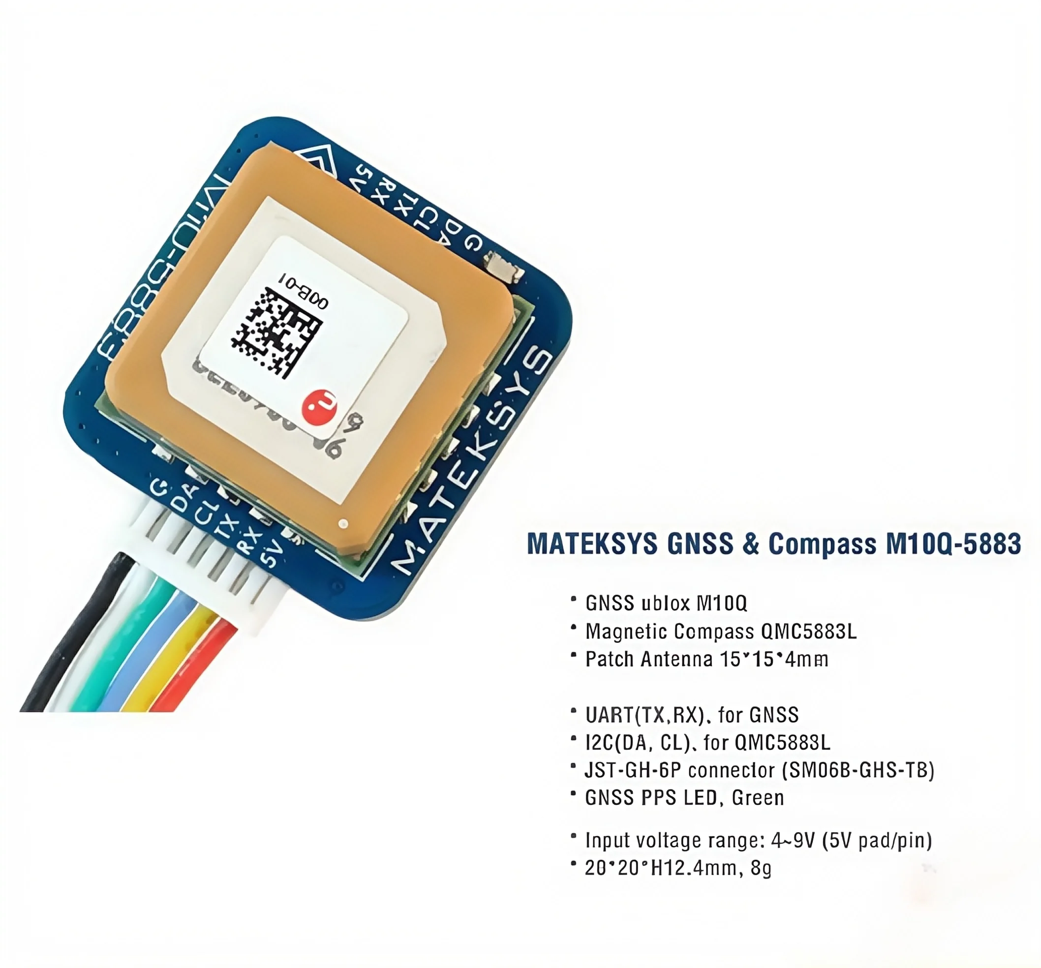 

Matek GPS COMPASS MODULE M10Q-5883 Flying Wing GPS Module FPV Fixed Wing
