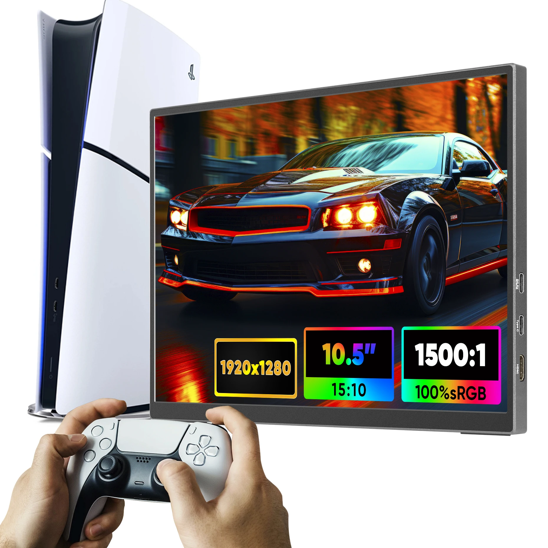 

10.5 Inch IPS LED Extra Type-C Monitor Dual Portable Smart Extender for Gaming Mobile Smartphone Laptop Computer 1920*1280P