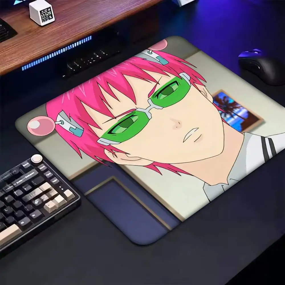 Anime Role Saiki K Chibi Mousepad Small LockEdge For Gamers Computer Desk Pad Rectangular Anti-slip Rubber