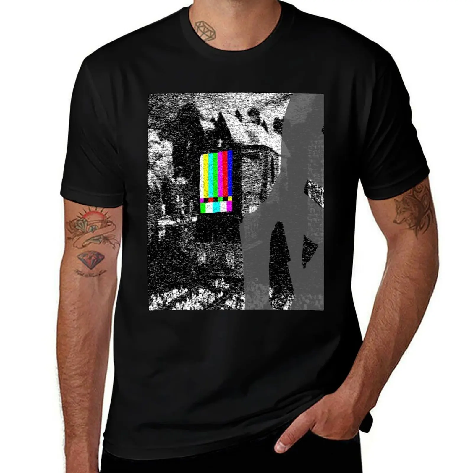 Glitched Rusty Collage T-Shirt Relaxed Casual Short Sleeve Tee