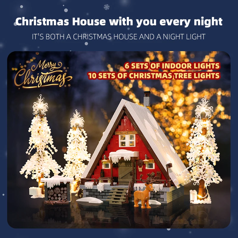 Christmas Series 2355pcs Building Blocks MOC Santa Claus Cottage Model Educational Decoration Toy for Children Christmas Gift