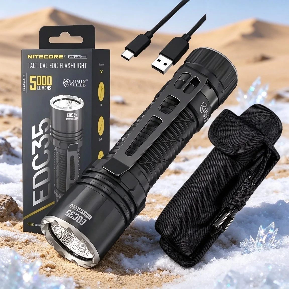 Ultra Bright Rechargeable EDC Flashlight 5000LMS NiteLab UHi LED Powerful Torch Lighter with Battery for Self Defense Camping