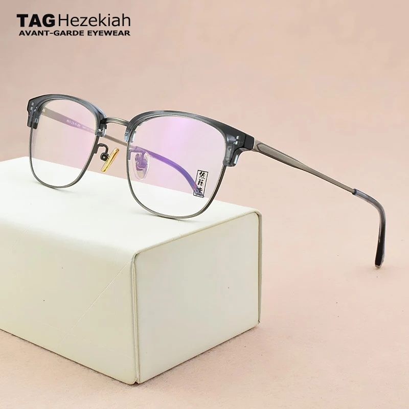 

T1216 Титановая оправа для очков Мужская оправа для очков Модные очки Ретро дизайнерские очки Женские ацетатные очки для чтения