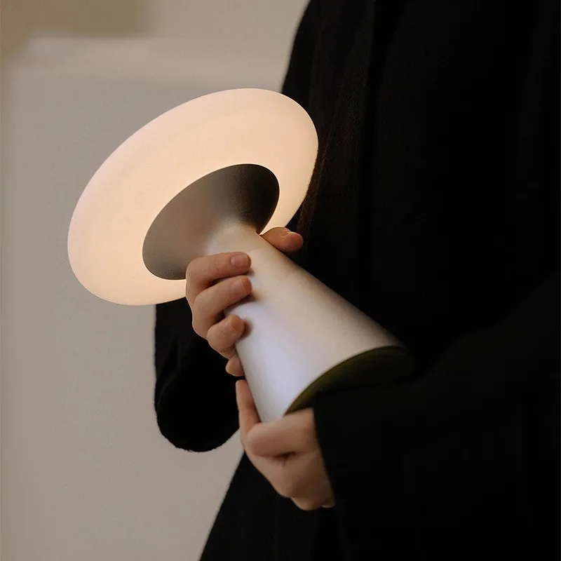 Wireless charging with ultra-long battery life, touch control, retro-style mushroom atmosphere lights, bedroom and living room.