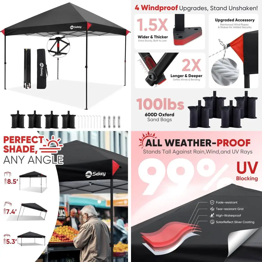 

Sekey 10x10 Pop Up Canopy with One Push Setup-Easy Up Canopy with 99% UV Blocking - Instant Outdoor Sun Shade for Events, Partie