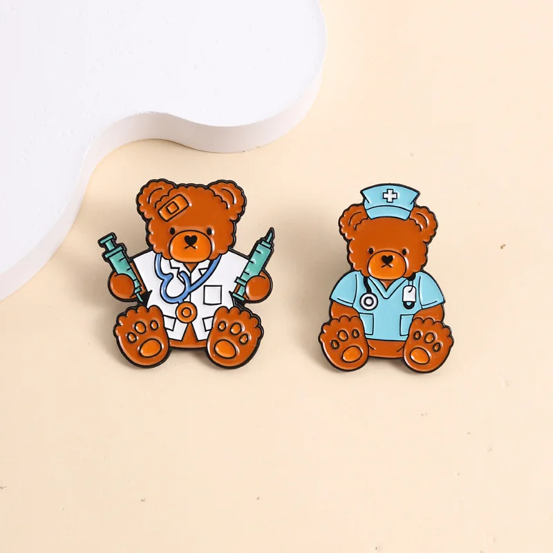 Cute Doctor Cat Enamel Pins  Kawaii Nurse Cat Brooches Stethoscope Mask Badges Medical Cat Jewelry Gifts for Healthcare Workers view 3
