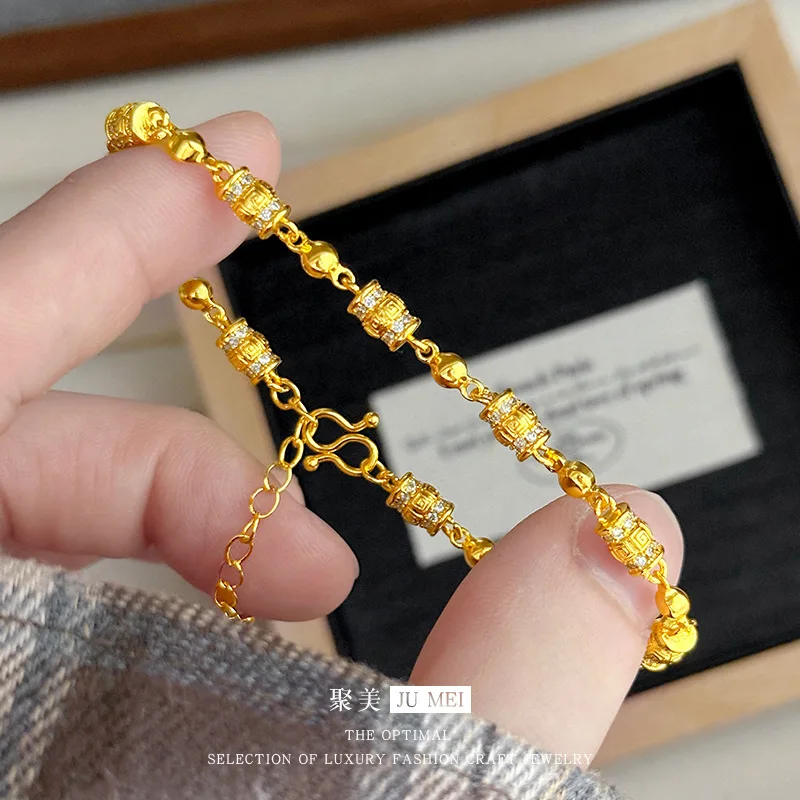 9999 24K real gold store same style gold women's bracelet small waist series beautiful and fashionable