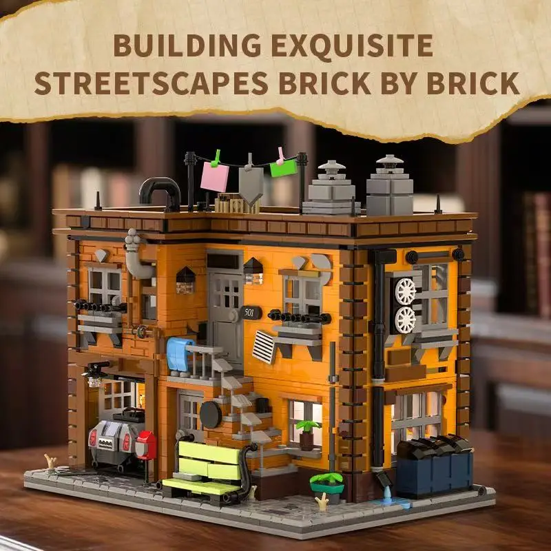 MOC exouisitestreetscapes brique Ashley's 2 étages maison modèle bloc de construction Miniature vie esthétique éducation bricolage jouet enfant cadeau